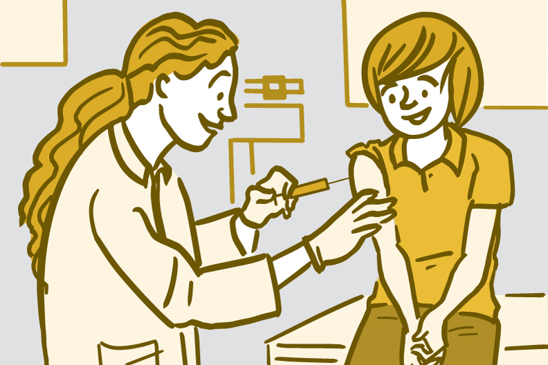 Illustration of a woman getting a vaccination