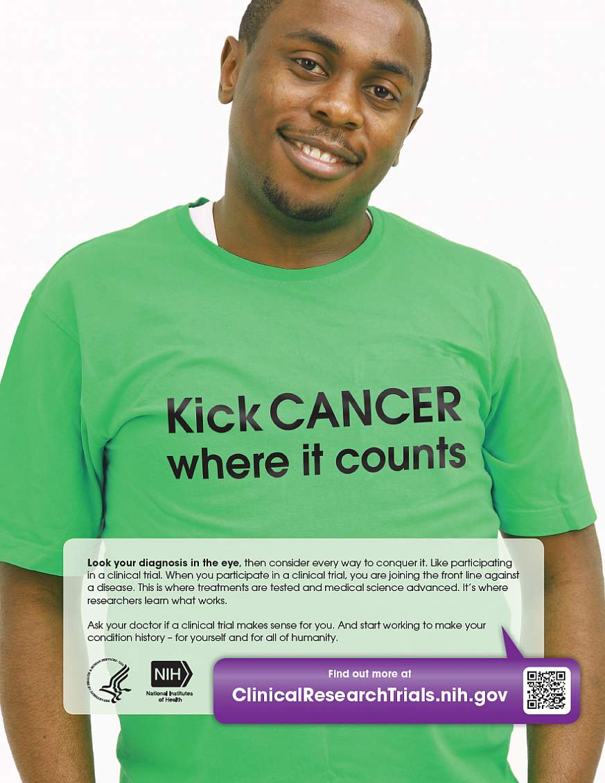 Poster: Kick Cancer Where It Counts. “Kick Cancer Where It Counts.” poster