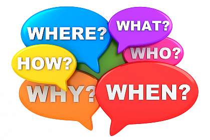 Thought balloons that say where? what? who? how? why? when? Thought balloons that say where? what? who? how? why? when?