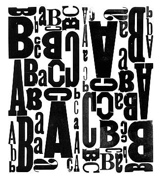 The letters A, B, and C repeated in a block pattern The letters A, B, and C repeated in a block pattern.