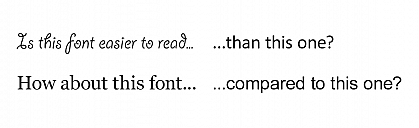 Comparison of several decorative, serif, and sans-serif font styles for legibility Comparison of several decorative, serif, and sans-serif font styles for legibility.