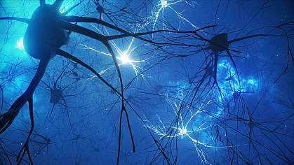 3D illustration of neuron activity in the brain. 3D illustration of neuron activity in the brain.