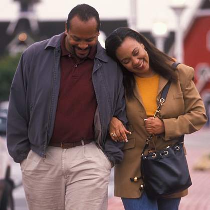 Photo of an African-American couple walking together - cropped Photo of an African-American couple walking together - cropped