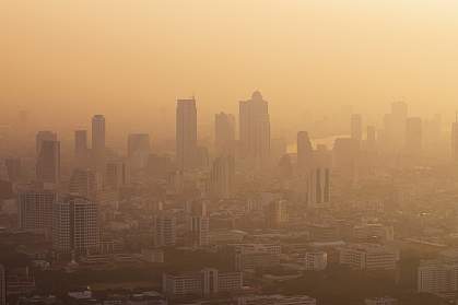 Photo of a city shrouded in smog Photo of a city shrouded in smog