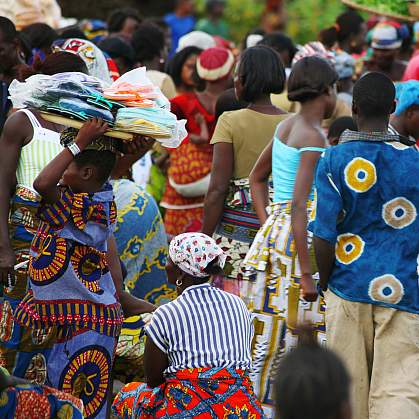 Photo of Africans in a crowded outdoor market Photo of Africans in a crowded outdoor market