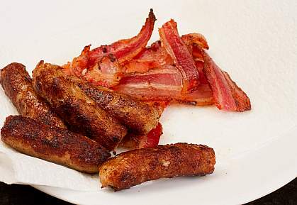 Photo of bacon and sausage Photo of bacon and sausage