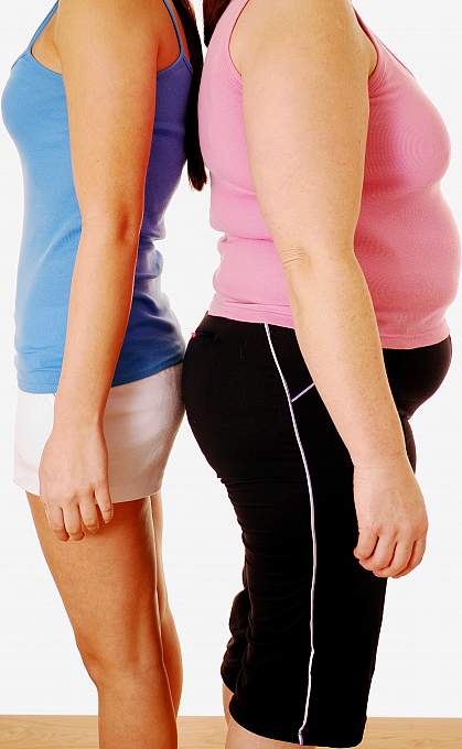 Photo of two woman with differing body types Photo of two woman with differing body types