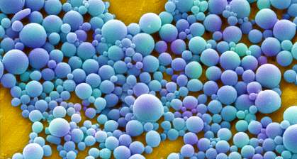 Electron microscope image of round nanoparticles Electron microscope image of round nanoparticles