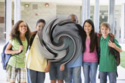 Photo of children with the center severely blurred Photo of children with the center severely blurred