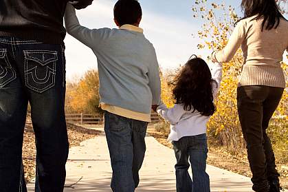 Photo of a family walking Photo of a family walking