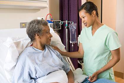 Nurse helping hospital patient Nurse helping hospital patient.
