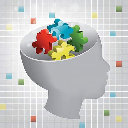Illustration of puzzle pieces in a human head Illustration of puzzle pieces in a human head.