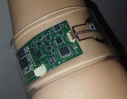 Wearable sensor on wrist. Wearable sensor on wrist.