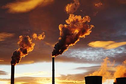 Smoke from coal power plant at sunset Smoke from coal power plant at sunset