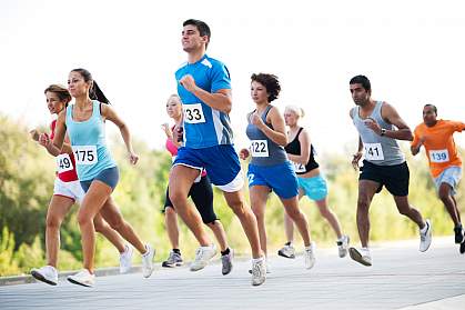 Group of runners in a marathon Group of runners in a marathon