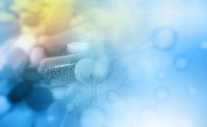 Abstract illustration of molecules and medications Abstract illustration of molecules and medications
