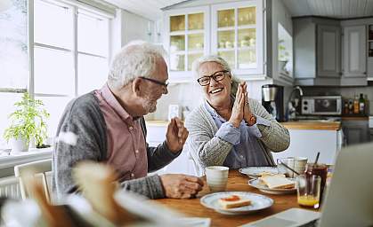 Couple finishing breakfast Couple finishing breakfast