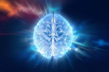 Illustration of brain on abstract background