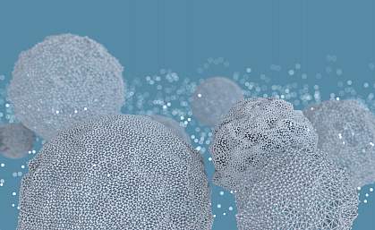 Abstract illustration of nanoparticles and microbubbles Abstract illustration of nanoparticles and microbubbles