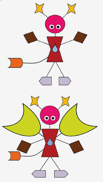 Illustrations of two similar cartoon creatures. Illustrations of two similar cartoon creatures.