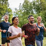 Image of two men and two women walking for exercise